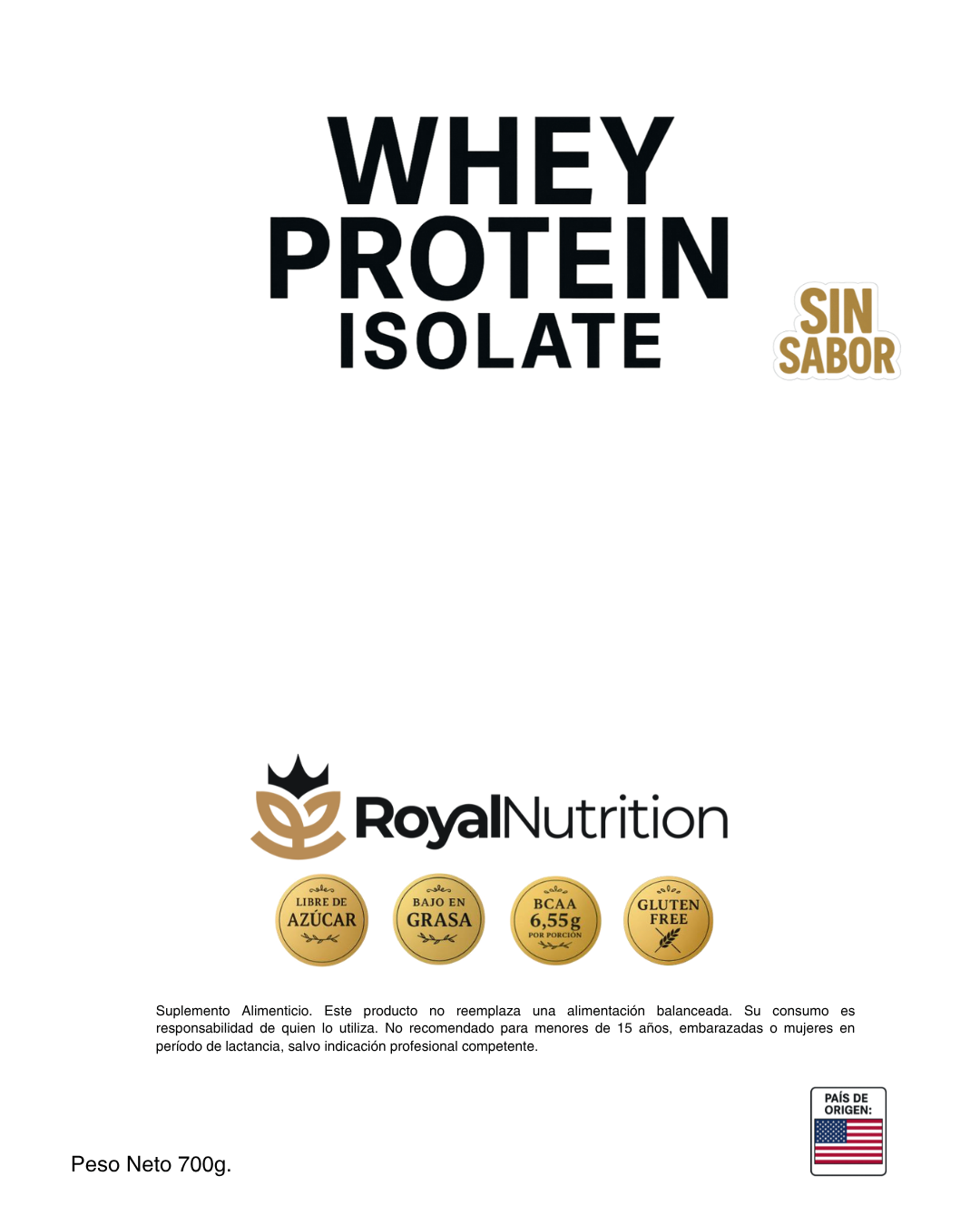 Whey Protein Isolate - Sin Sabor